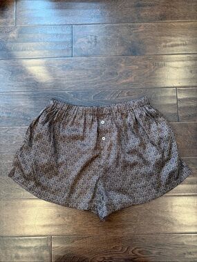 L'Academie Brown Patterned Athletic Shorts